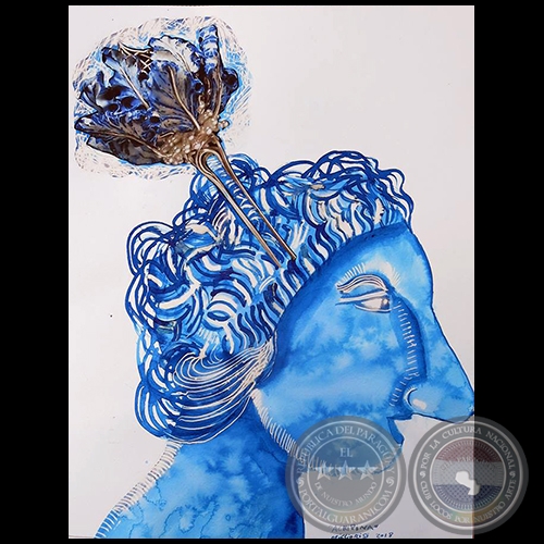 Agripina - Serie AZUL dibujo sobre papel de Ricardo Migliorisi - Año: 2018